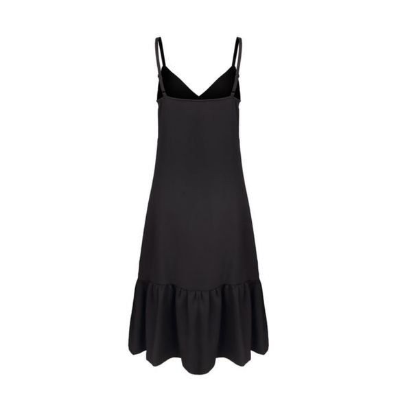 MICHAEL KORS SLIP DRESS WITH FLOUNCE WOMAN BLACK. - Picture 8 of 9